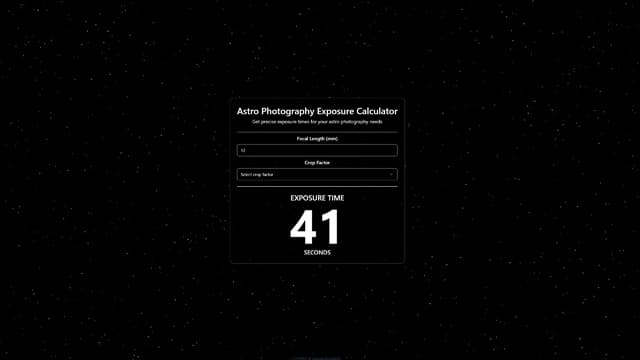 Astro Photography Exposure Calculator